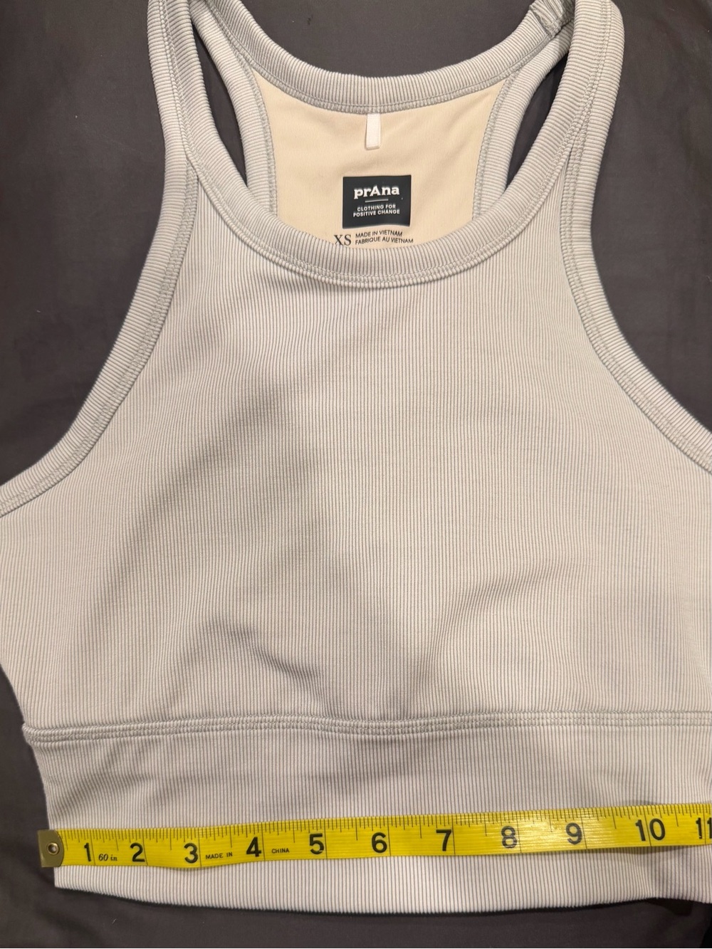 prAna Women's Silver Ribbed Racerback Bralette - XS